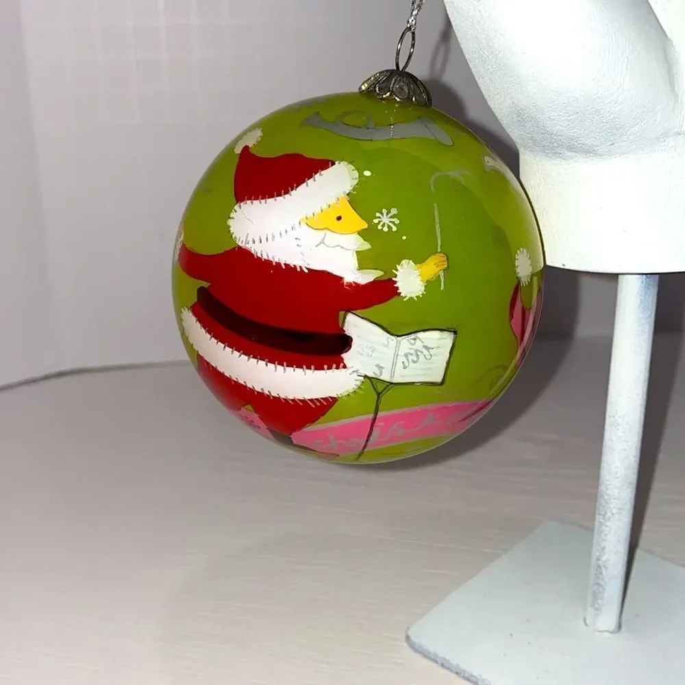 Pier 1 Imports Li Bien Glass Reverse Hand Painted Santa Conductor 2006 Edition